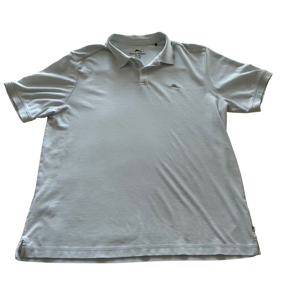 Tommy Bahama White Polo Shirt Men XL  Gray Marlin‎ Logo Short Sleeve Casual